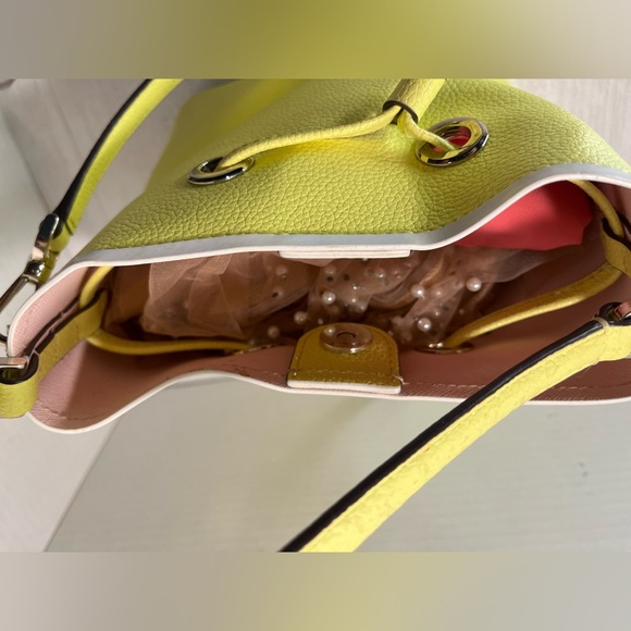 kate spade lemon yellow leather drawstring bucket shoulder bag - Picture 12 of 13